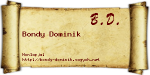 Bondy Dominik névjegykártya